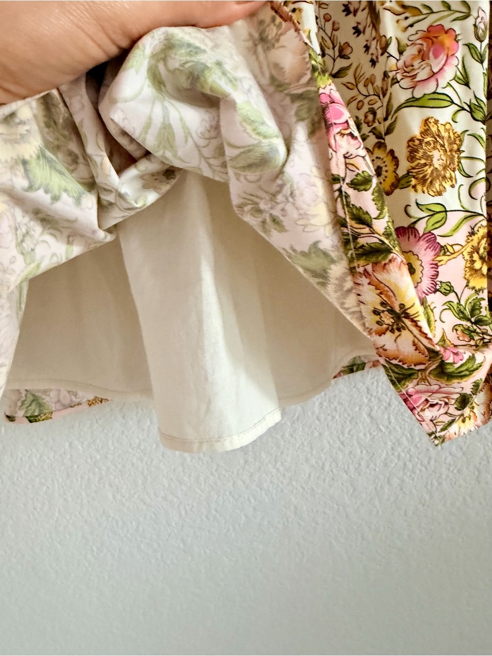 Floral Smocked Waist Cream and Yellow A-Line Skirt - Picture 2 of 4